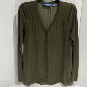 Simply Vera Vera Wang V-Neck Long Sleeve Mixed Fabric Silky Feel Tunic Blouse